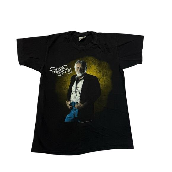 Vintage Kenny Rogers Shirt Mens Medium M Black 80s Country Music Single Stitch - Picture 1 of 10